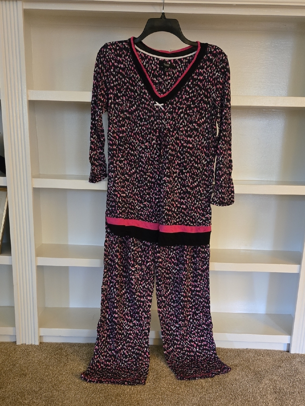 Simply Vera Vera Wang Black, Pink & Purple Abstract Print Pajama Set